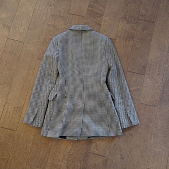 Flow Structured Long Sleeve Collared Houndstooth Blazer Gray Womens Size Medium - Picture 2 of 7